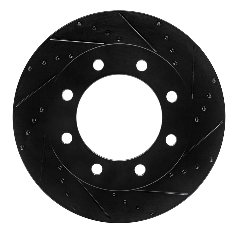 Ford F-250 Super Duty Brake Rotor (1) - Front Right - R1 Concepts - Drilled & Slotted - Black - `05-`12